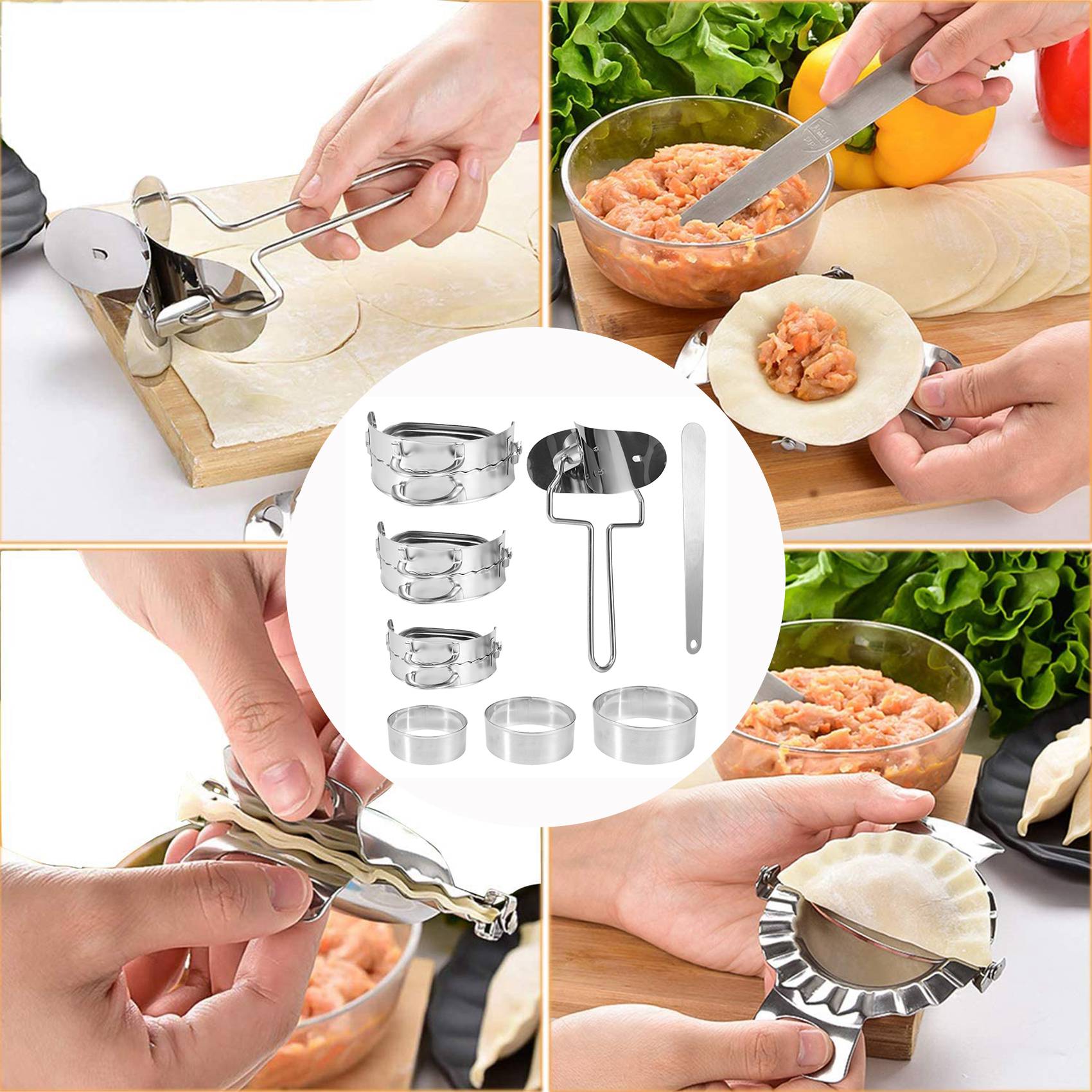 ABKW-Dumplings Maker 8 Pcs, Pr - Dumpling Press Set ulasan dan harga